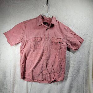 COVINGTON Men's Short Sleeve Button Down Pink Outdoor Cotton Shirt L